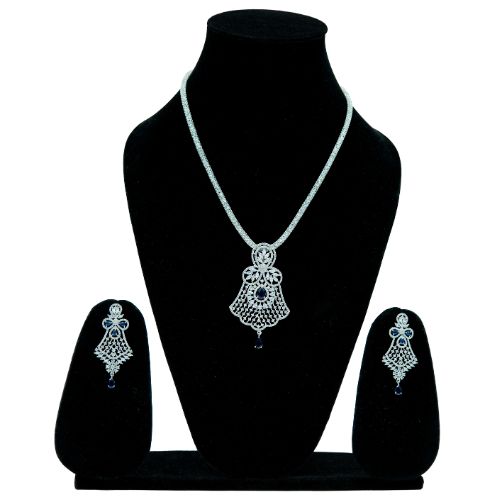 Elegant Blue Stone Designer Necklace Set for Party Wear
